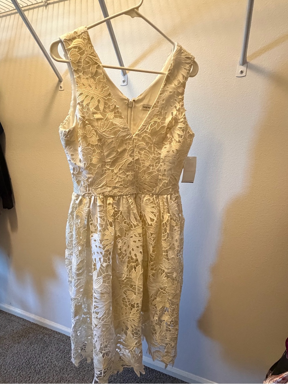 Dress the Population Ivory Lace V-Neck Dress NWT Size M